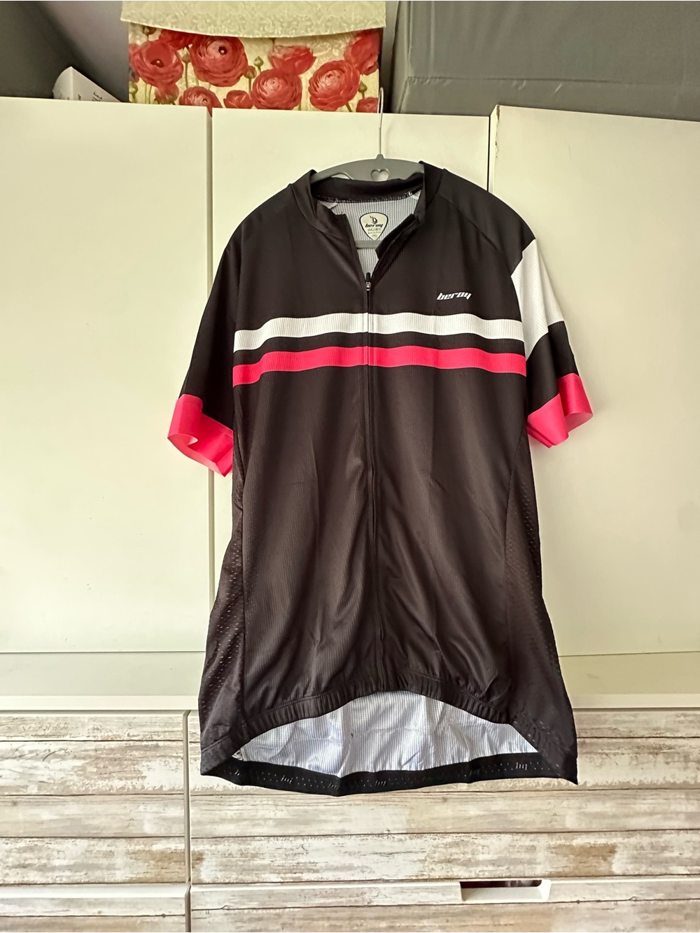 🚴♀️💖 Beroy 2XL Cycling Jersey Black Pink Full Zip Bike Shirt Pockets